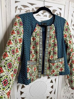 Baccini Floral Folk Art Quilted Jacket - Multicolor